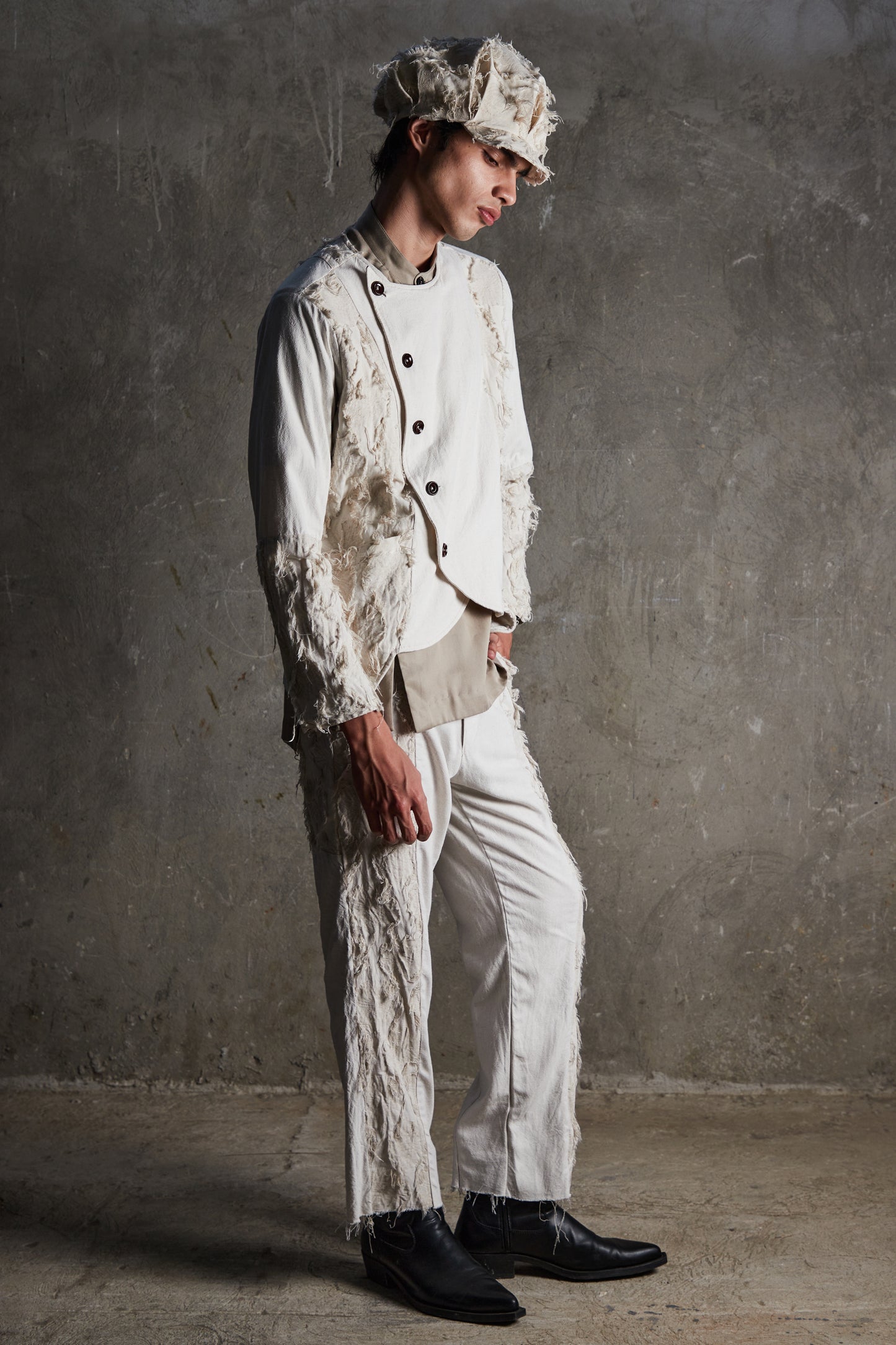Fringe Jacquard Overlap Jacket