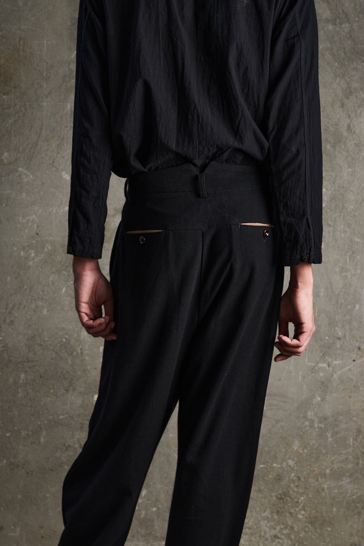 Double-Pleated Curved Pants