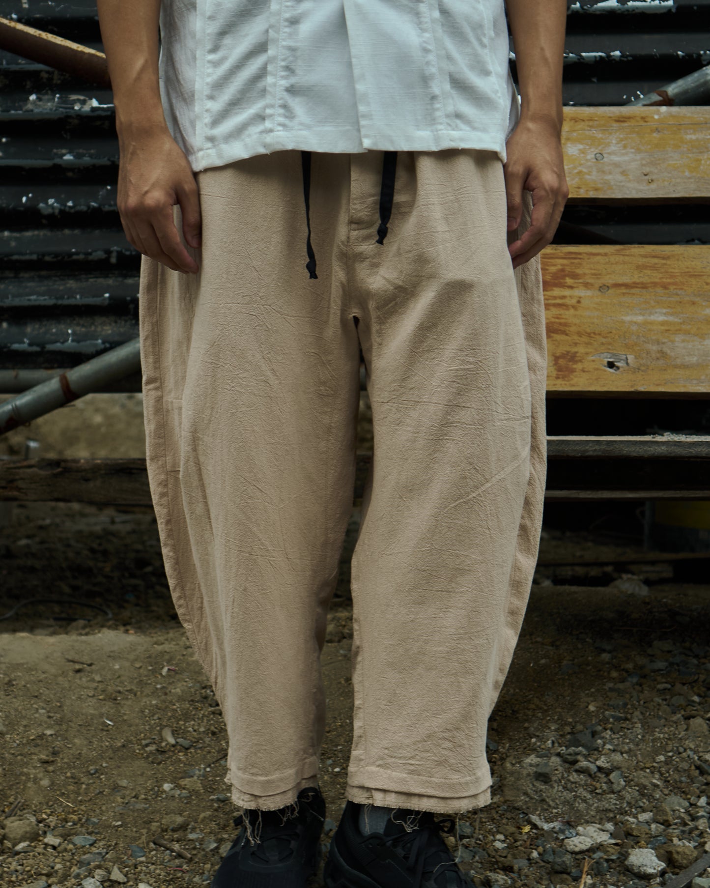 Drawstring Curved Pants