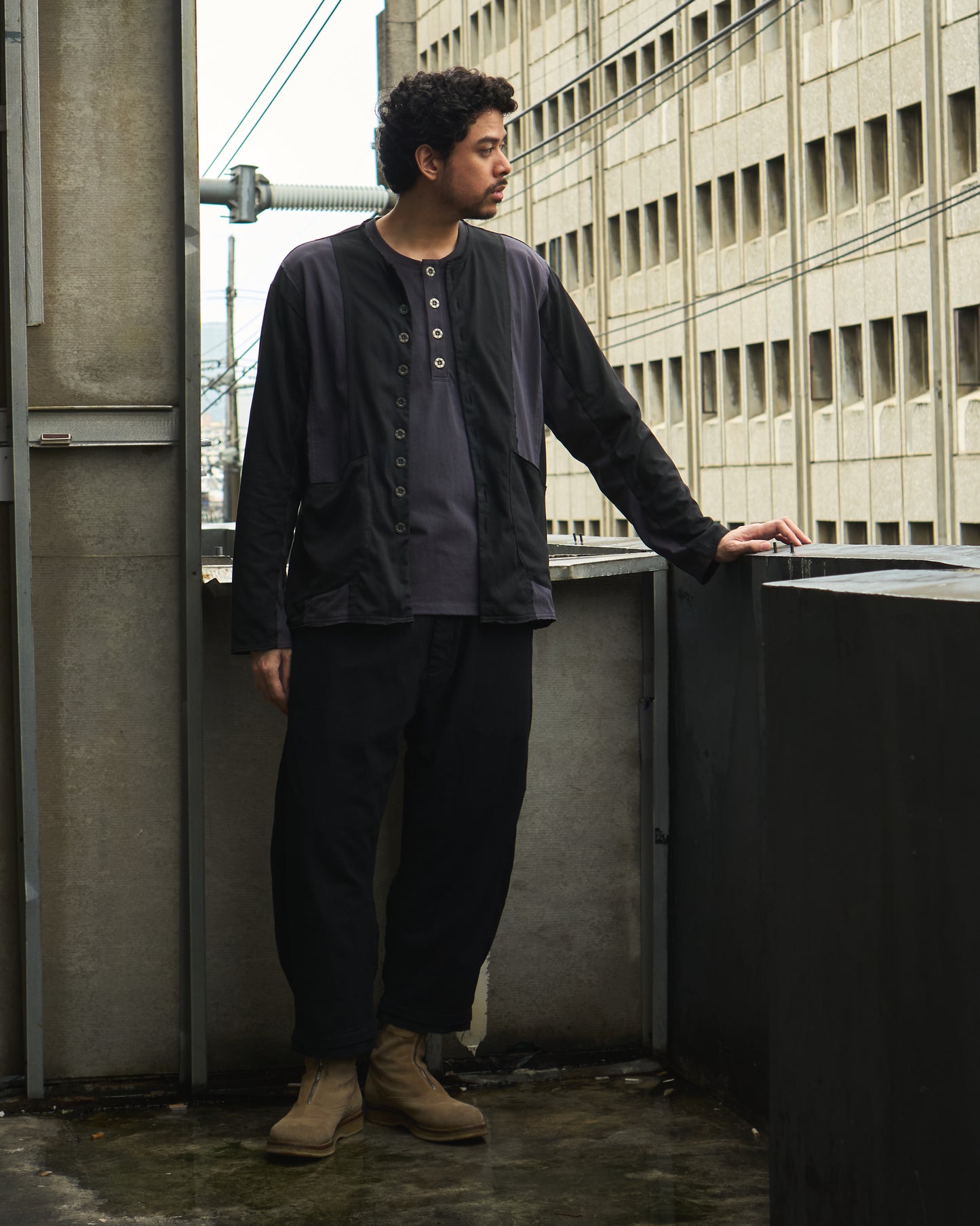 Switching Collarless Jacket