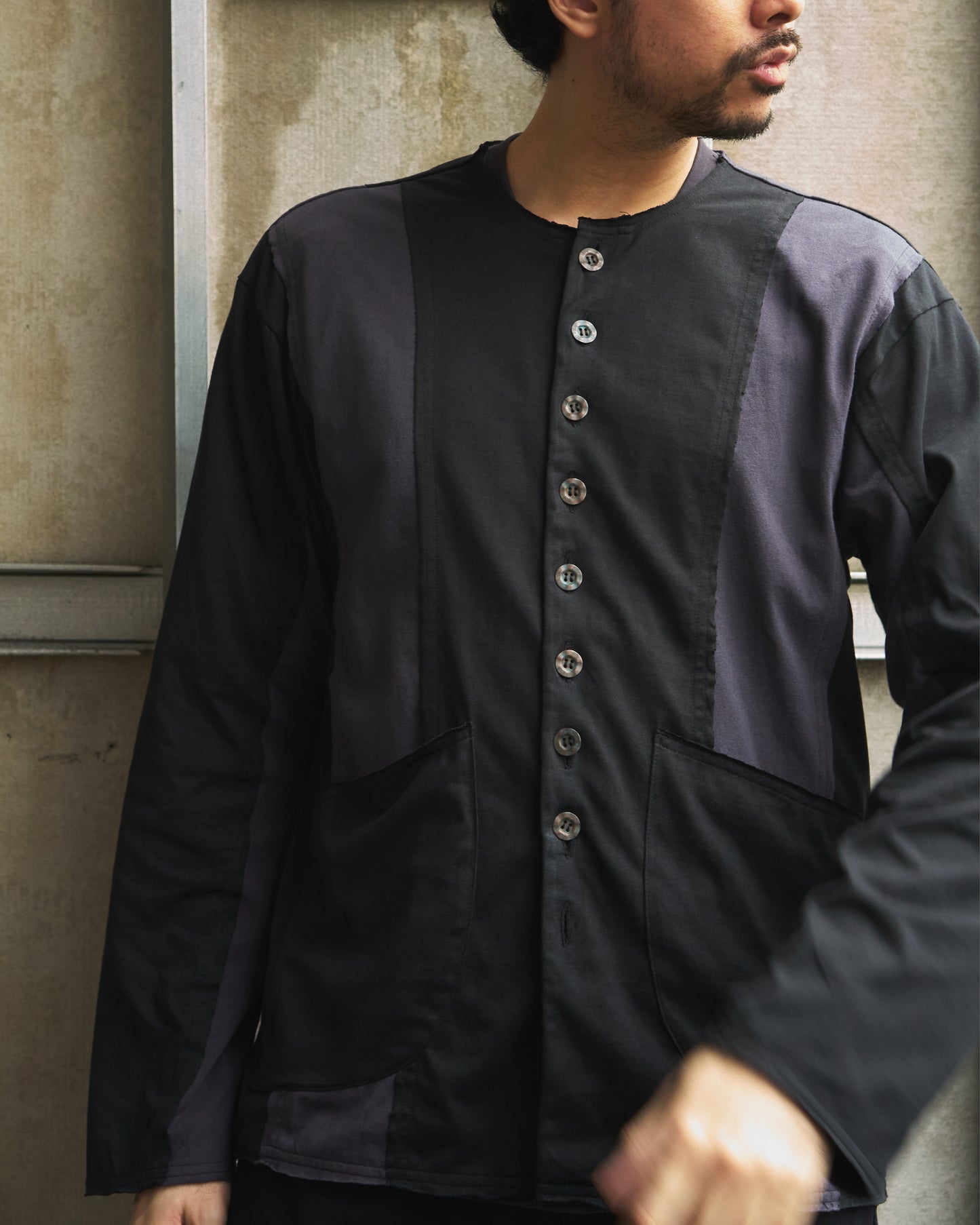 Switching Collarless Jacket