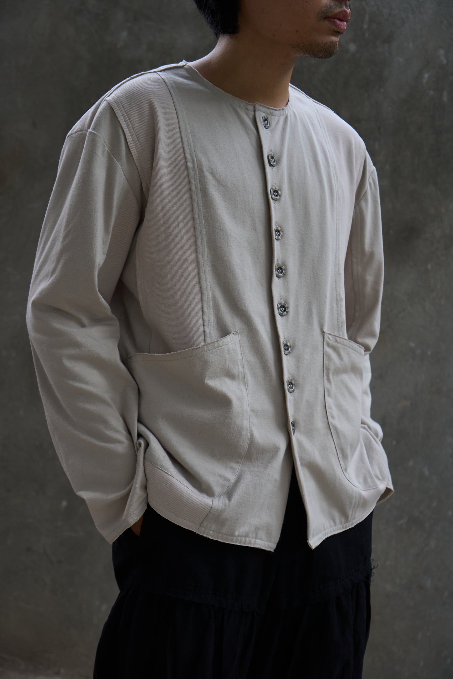 Switching Collarless Jacket