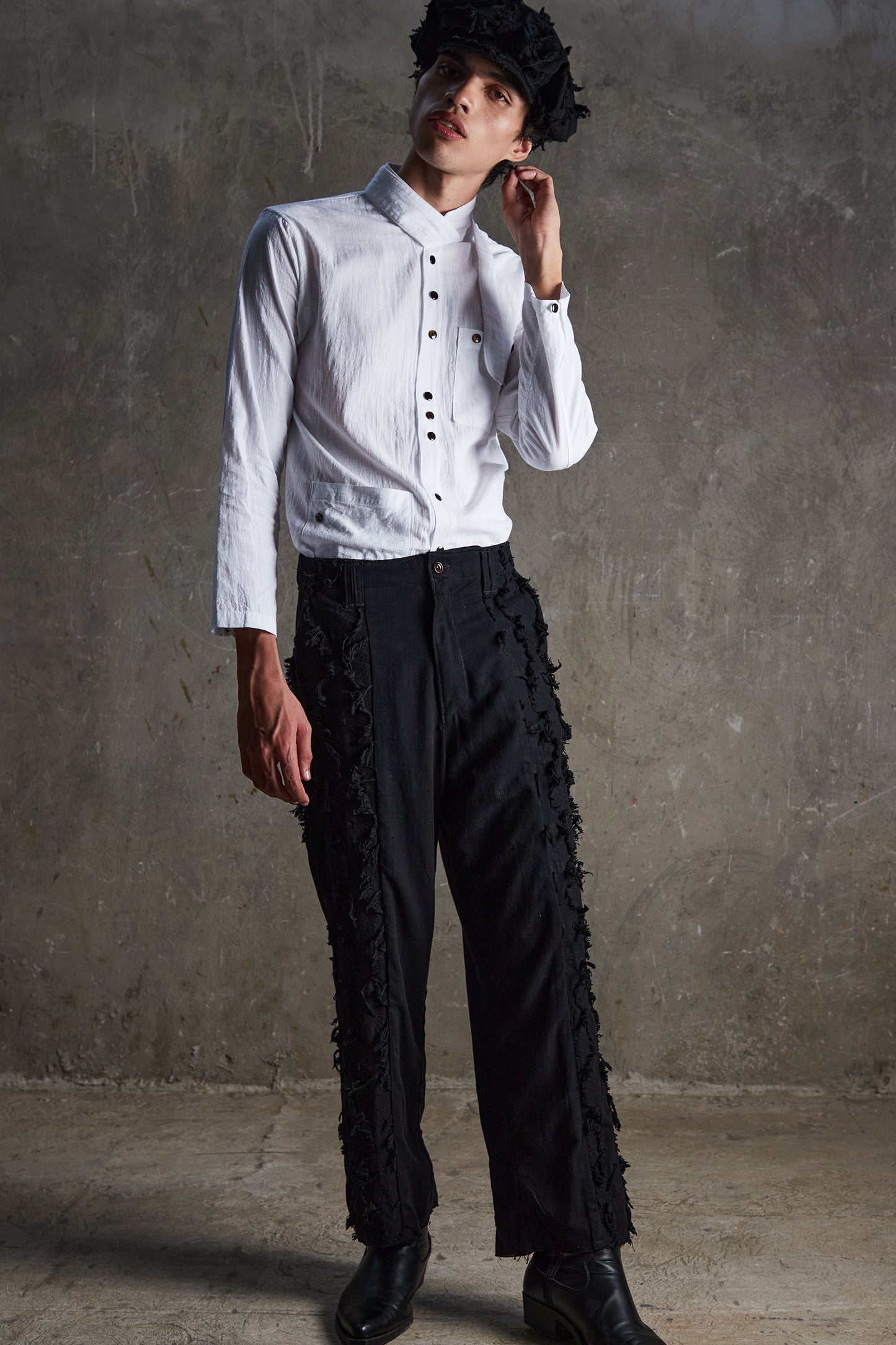 Fringe Jacquard Straight-Leg Pants