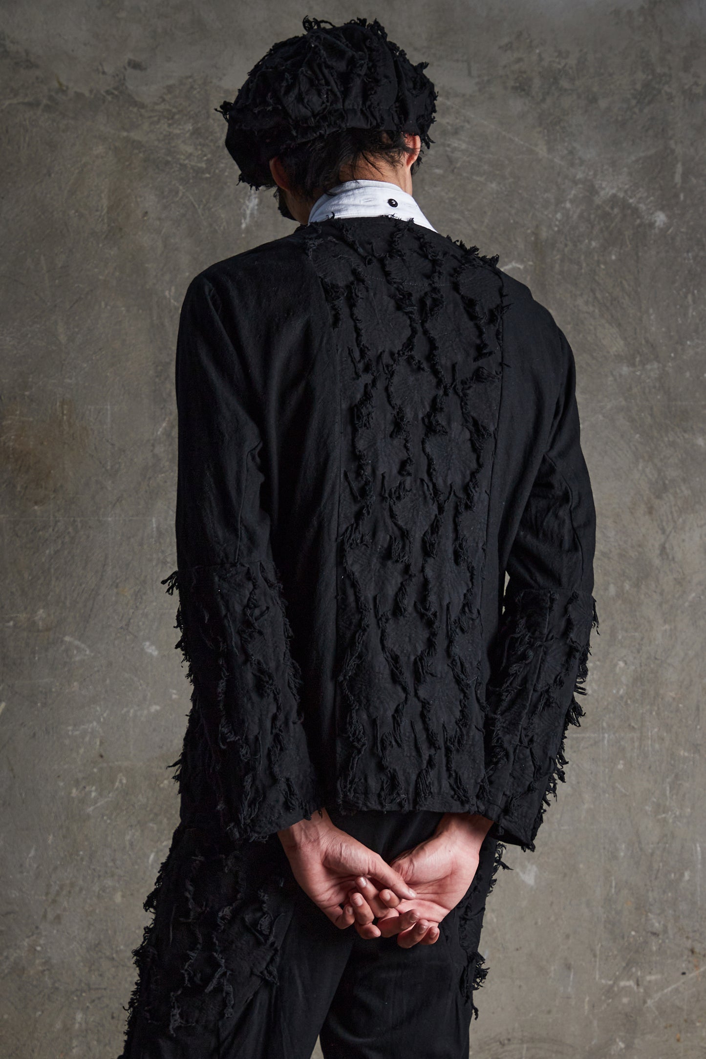Fringe Jacquard Overlap Jacket