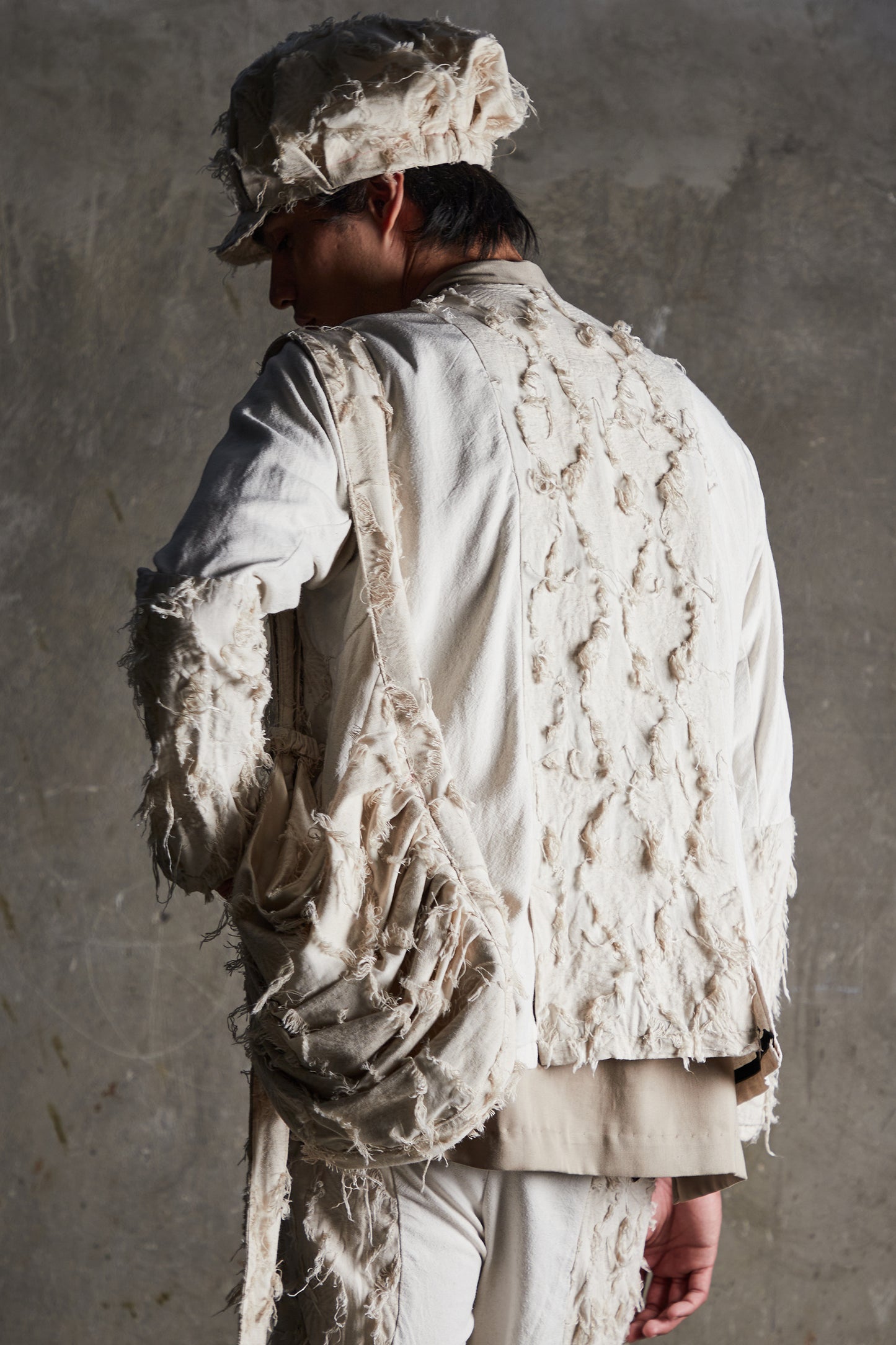 Fringe Jacquard Overlap Jacket