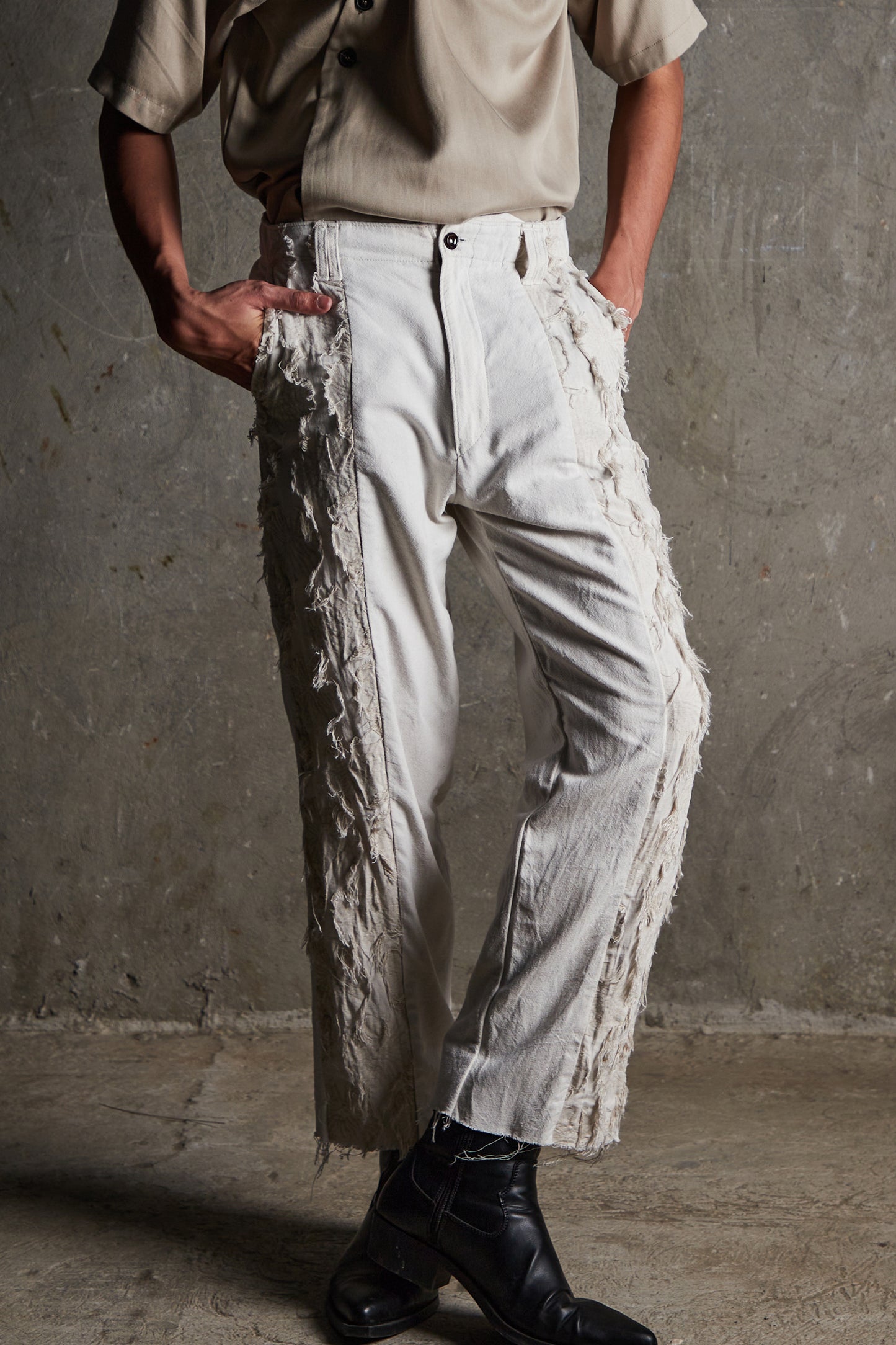 Fringe Jacquard Straight-Leg Pants