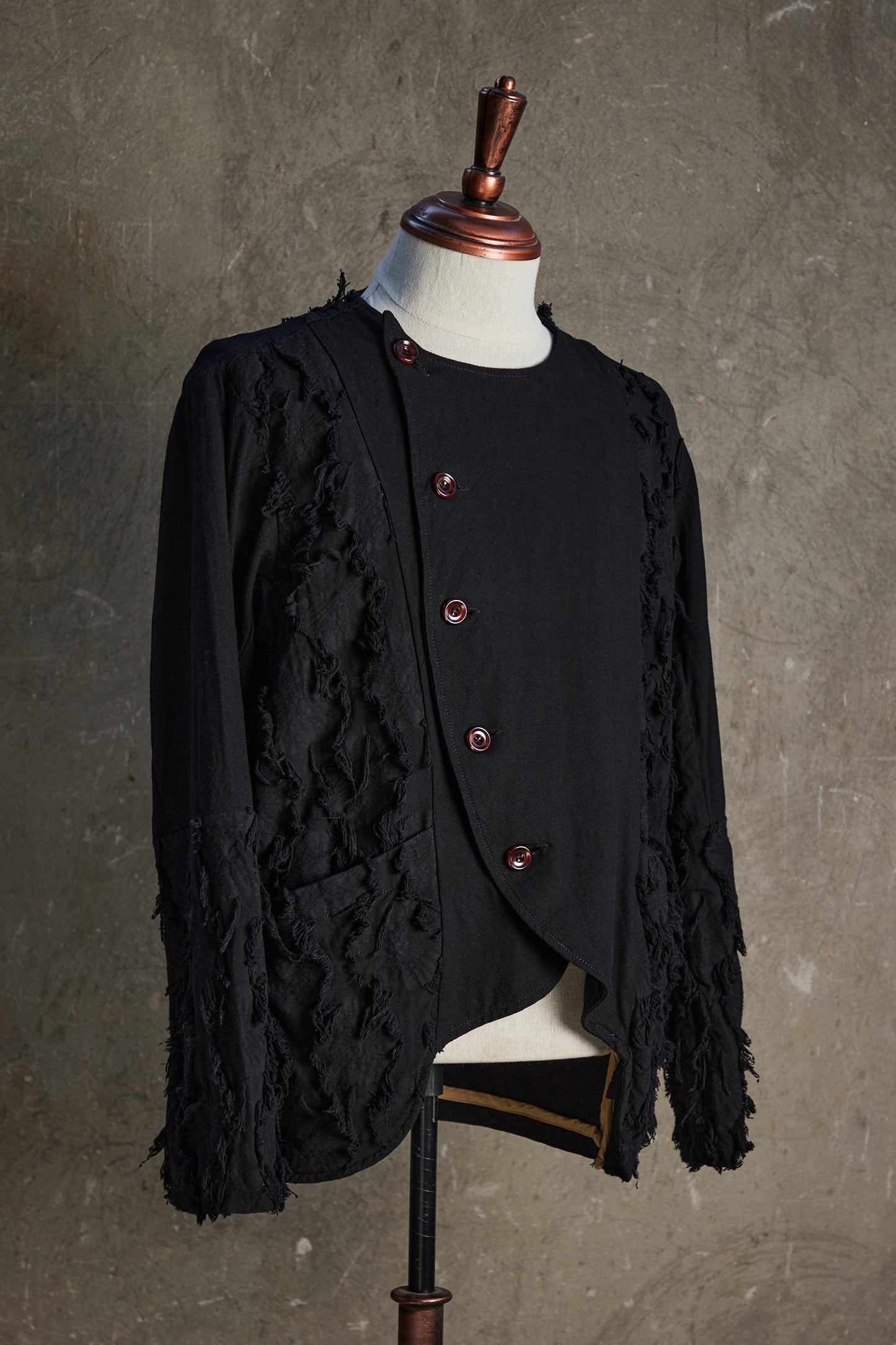 Fringe Jacquard Overlap Jacket