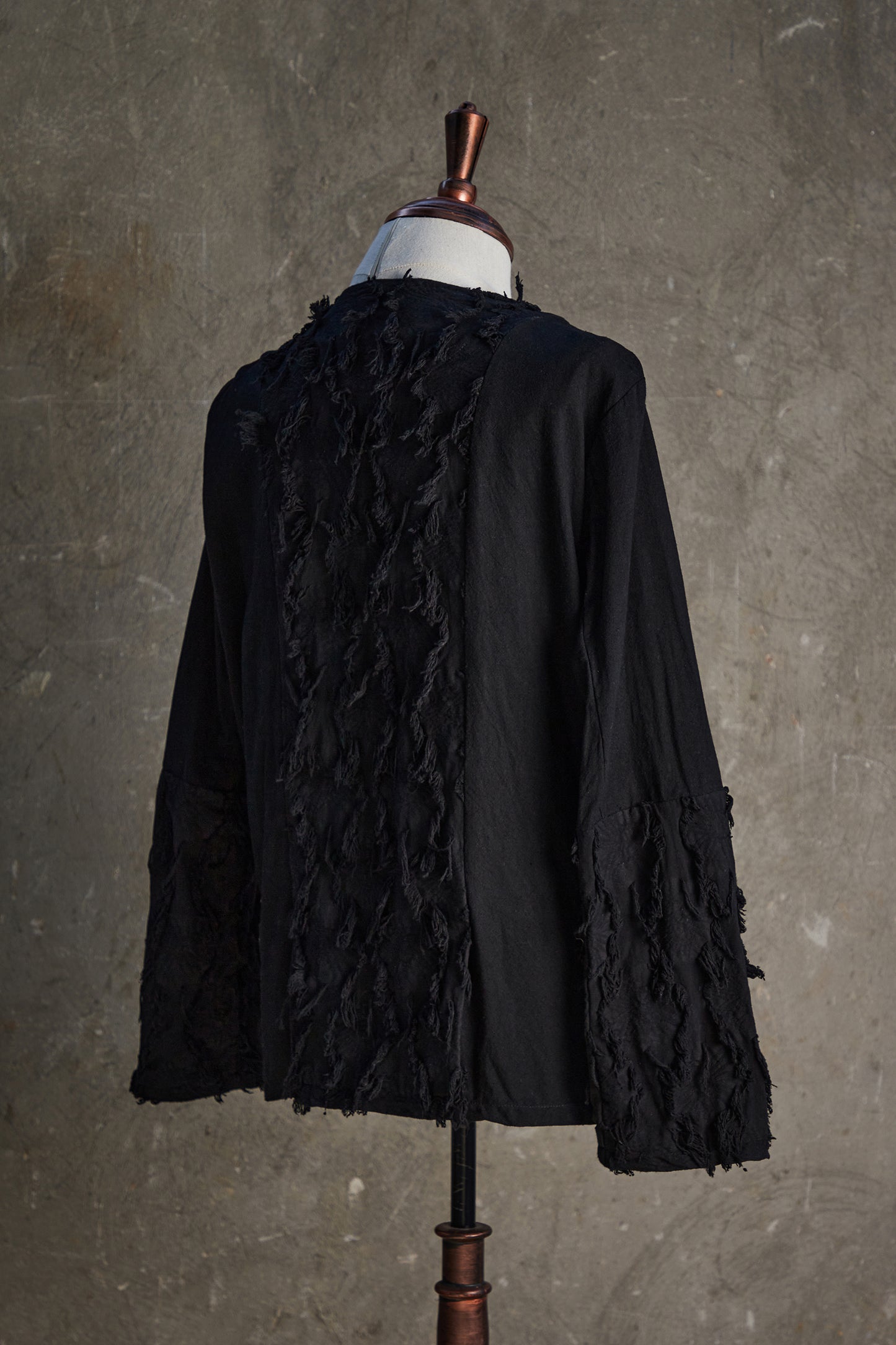 Fringe Jacquard Overlap Jacket