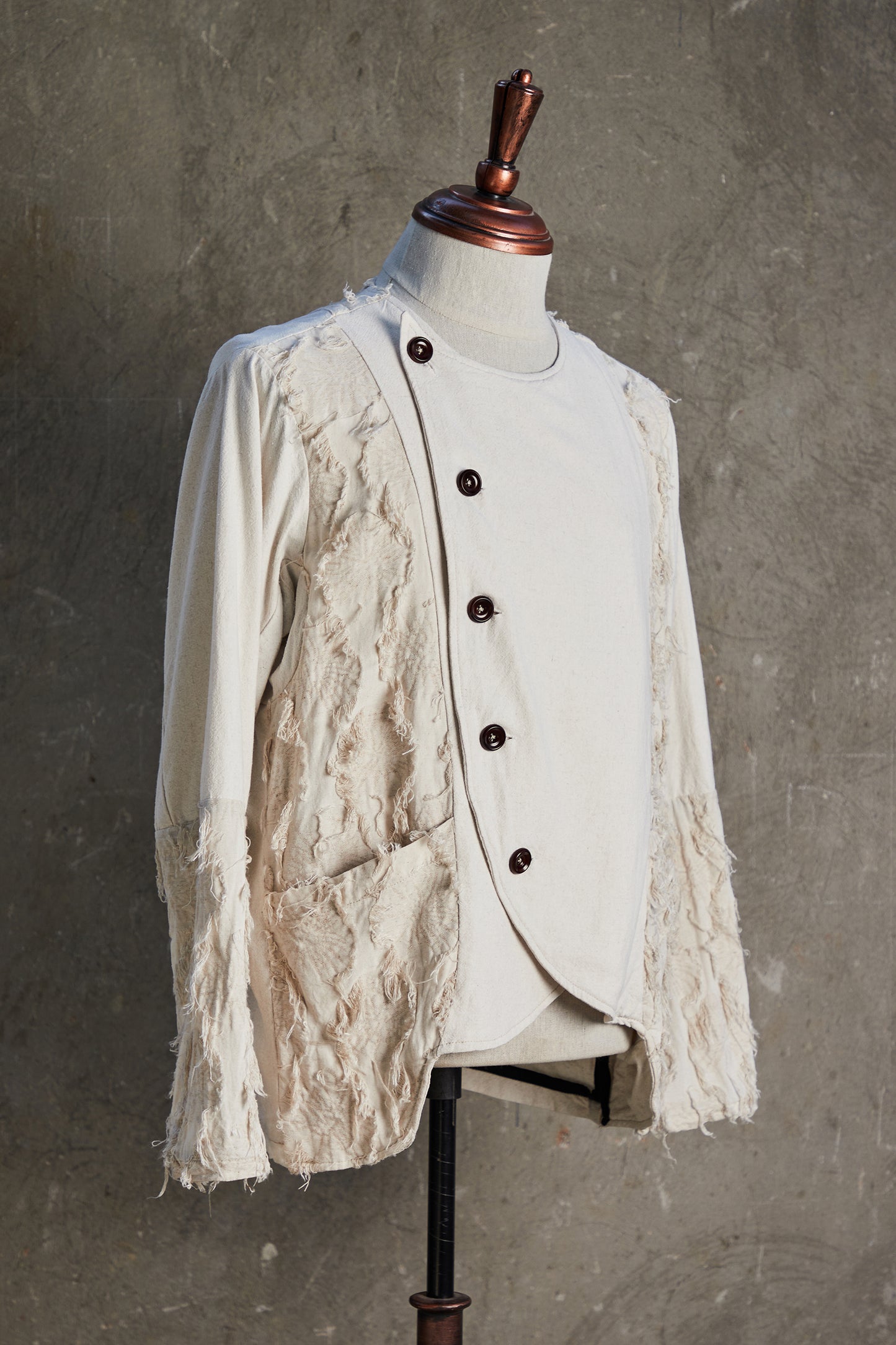 Fringe Jacquard Overlap Jacket