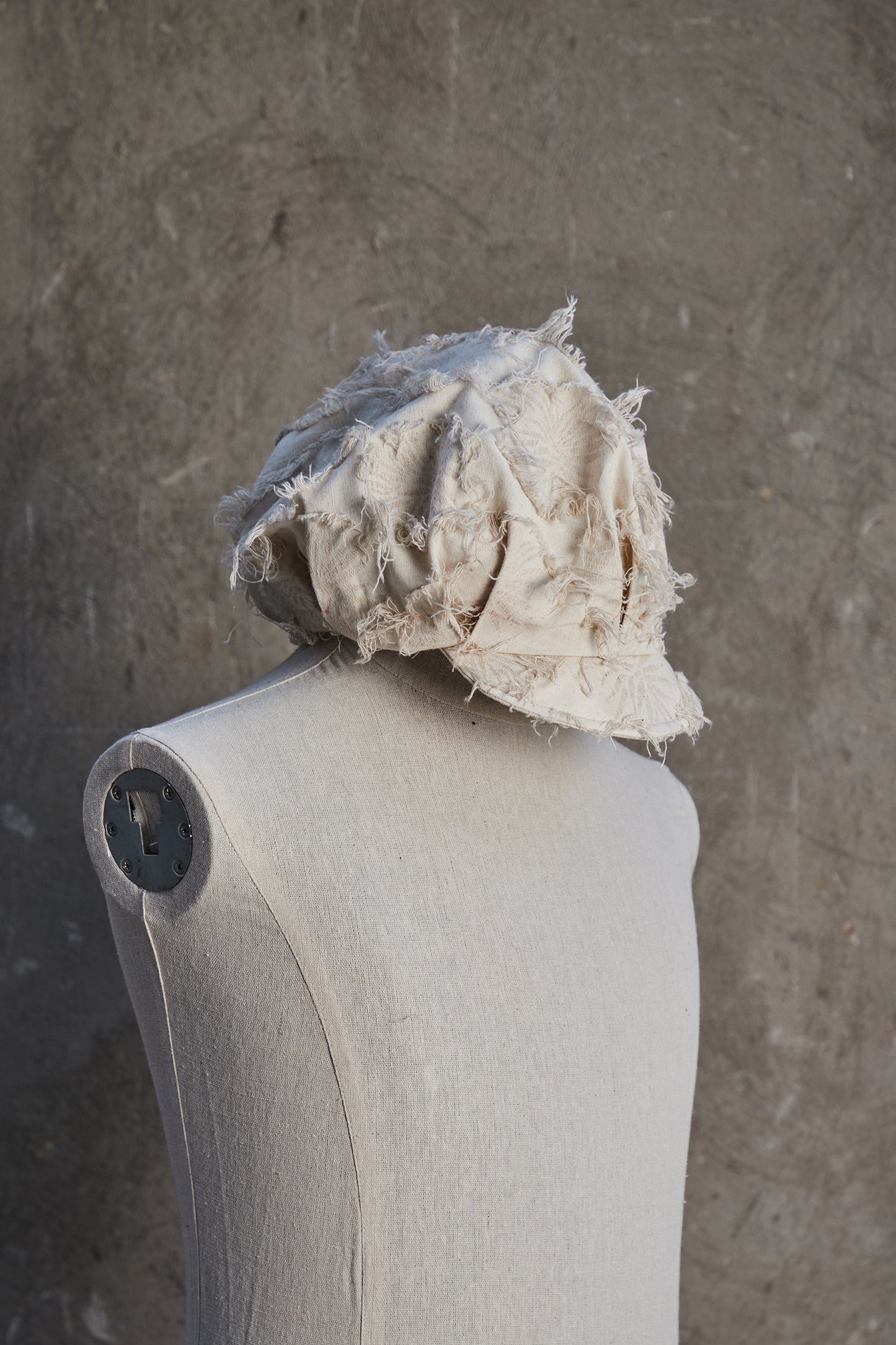 Oversized Fringe Jacquard Pleated Hat