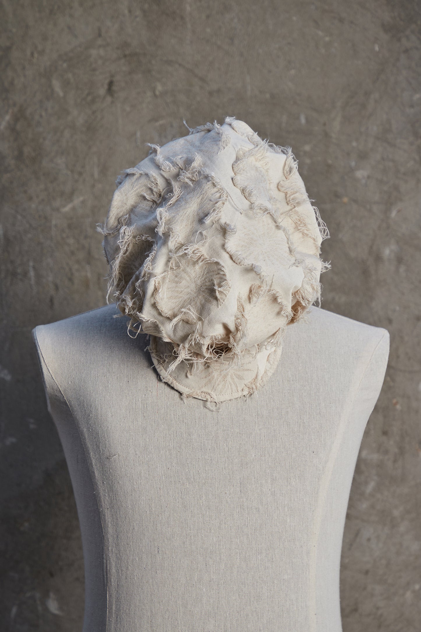 Oversized Fringe Jacquard Pleated Hat