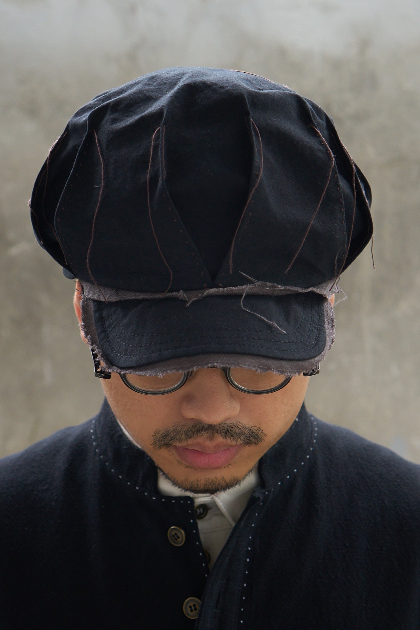 Pleated Raw-Edge Hat