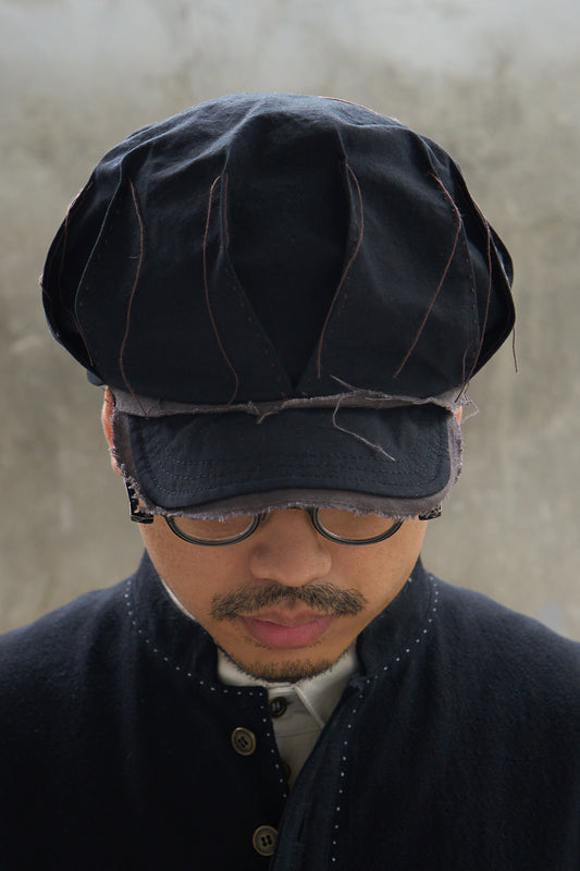 Pleated Raw-Edge Hat