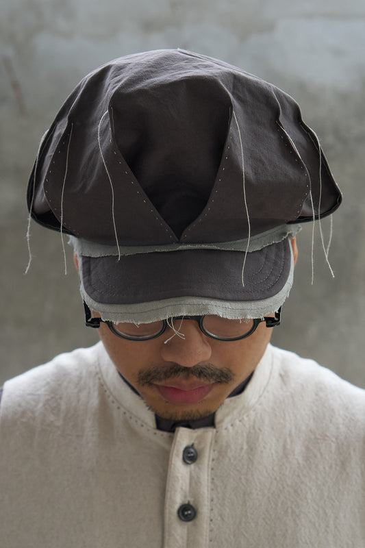 Pleated Raw-Edge Hat