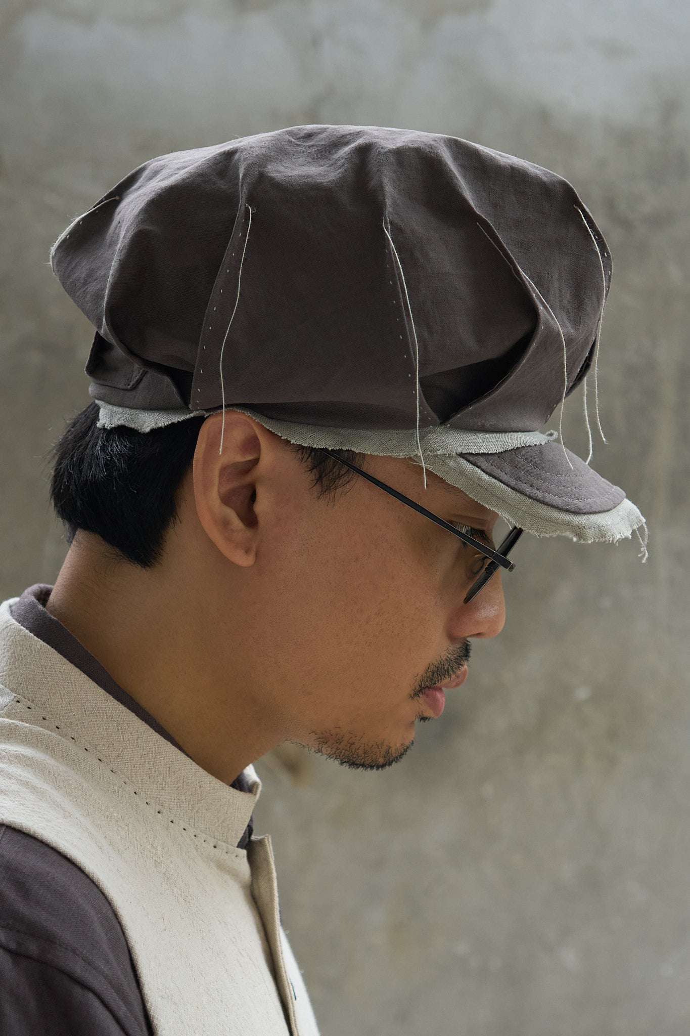 Pleated Raw-Edge Hat