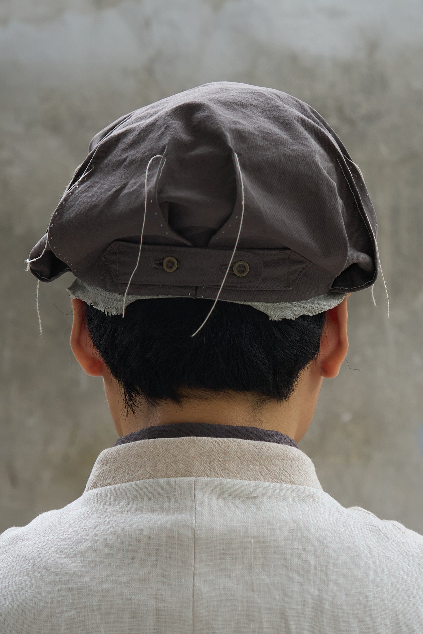 Pleated Raw-Edge Hat