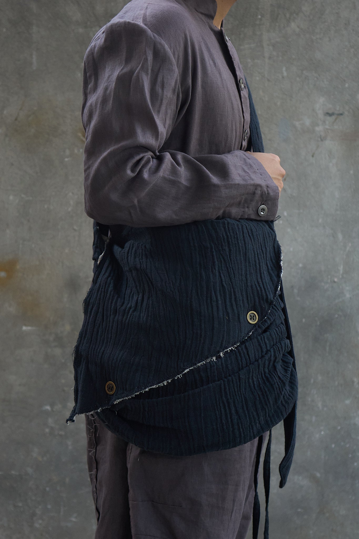 Multi-Button Ruched Crossbody Bag