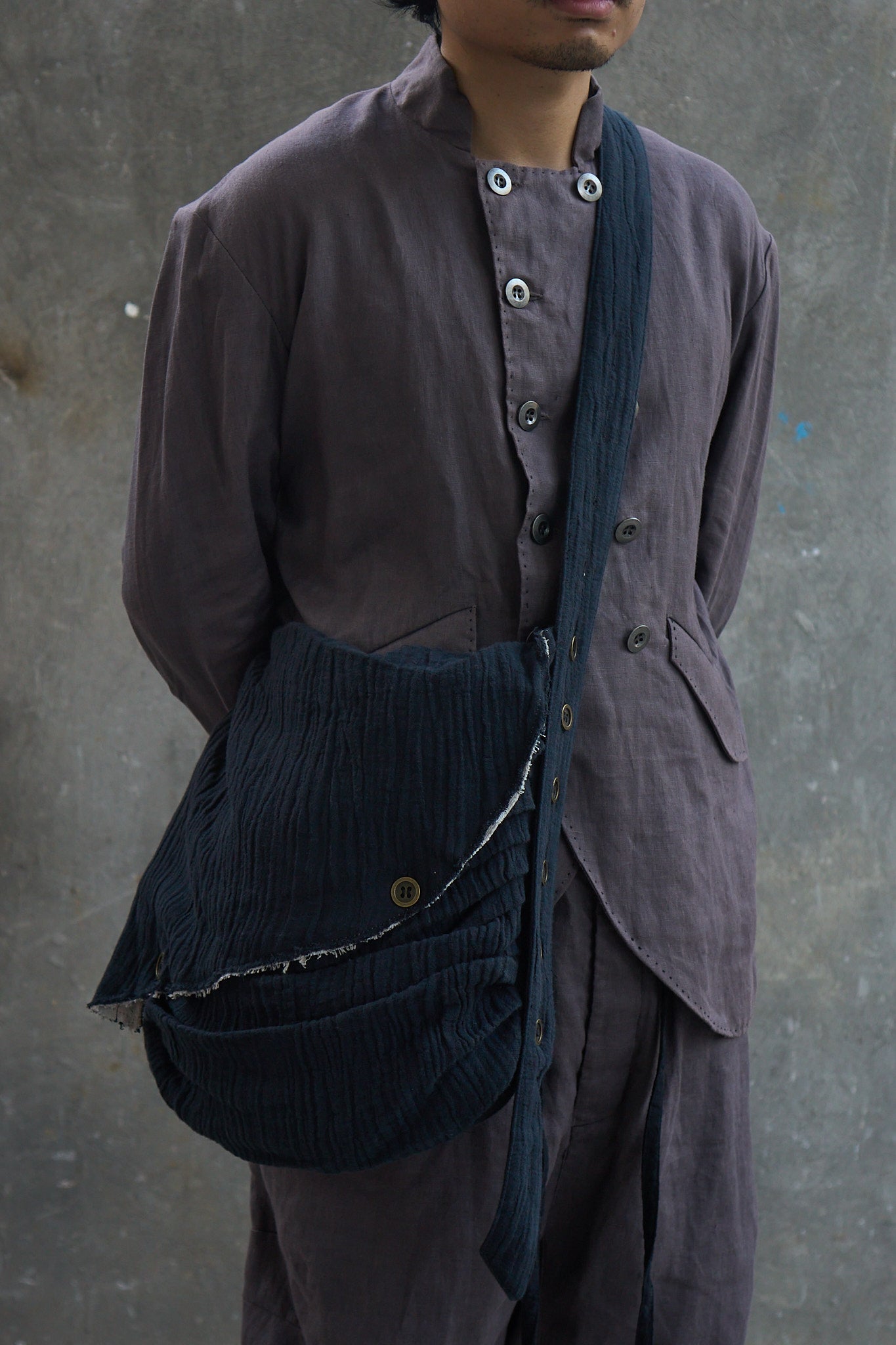 Multi-Button Ruched Crossbody Bag