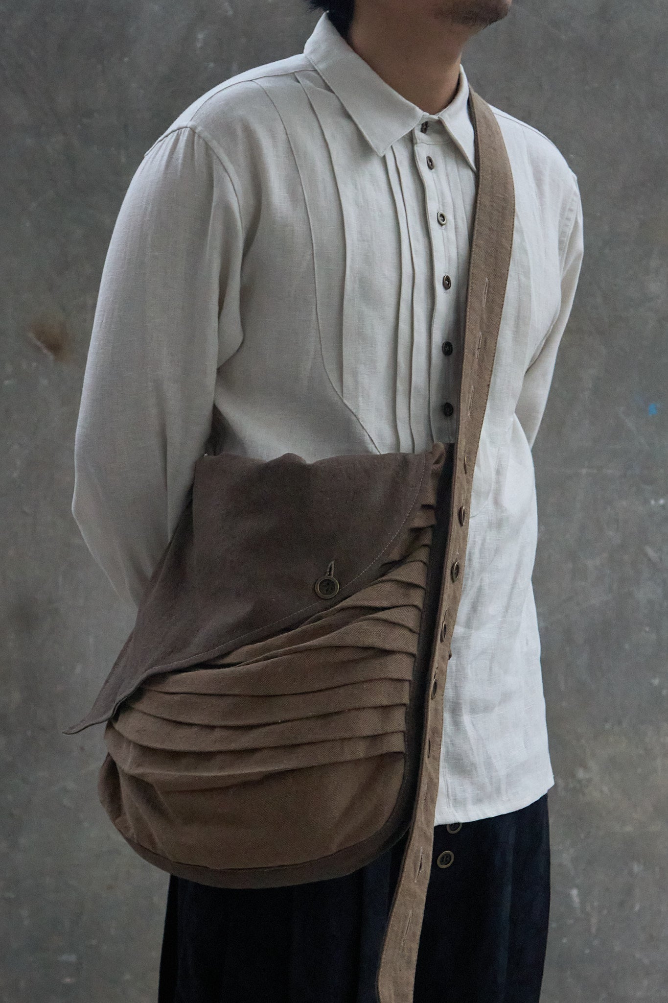 Multi-Button Ruched Crossbody Bag