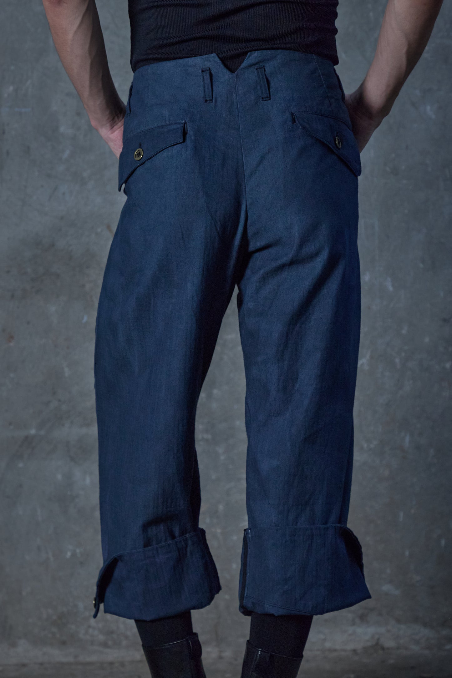 Overdyed Buttoned Hem Pants