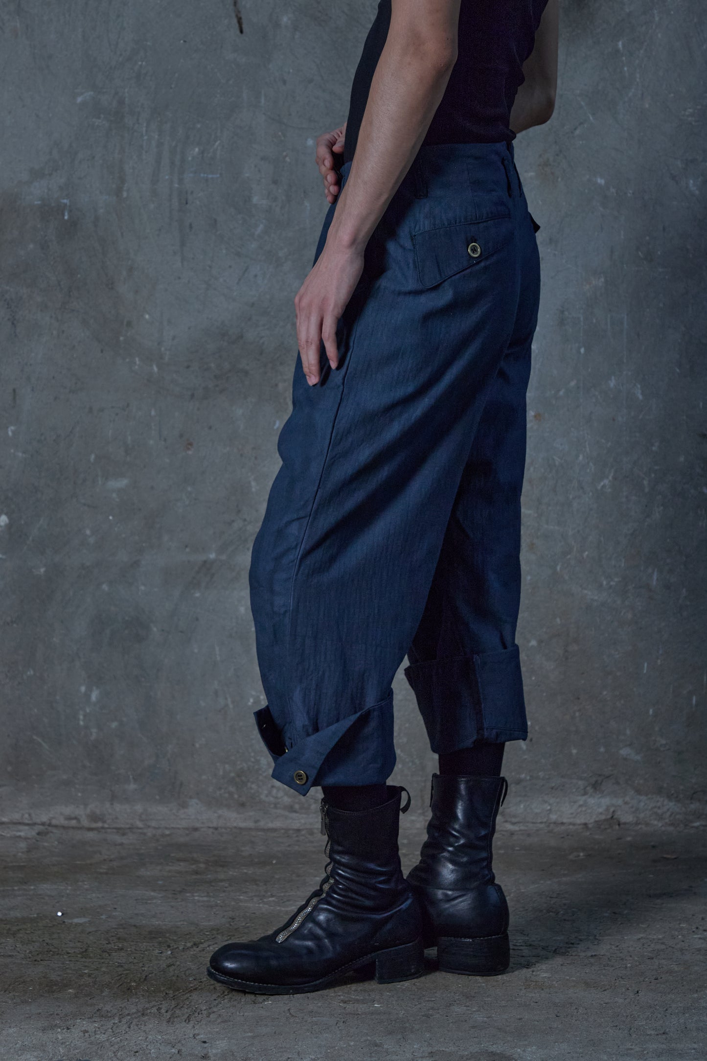 Overdyed Buttoned Hem Pants