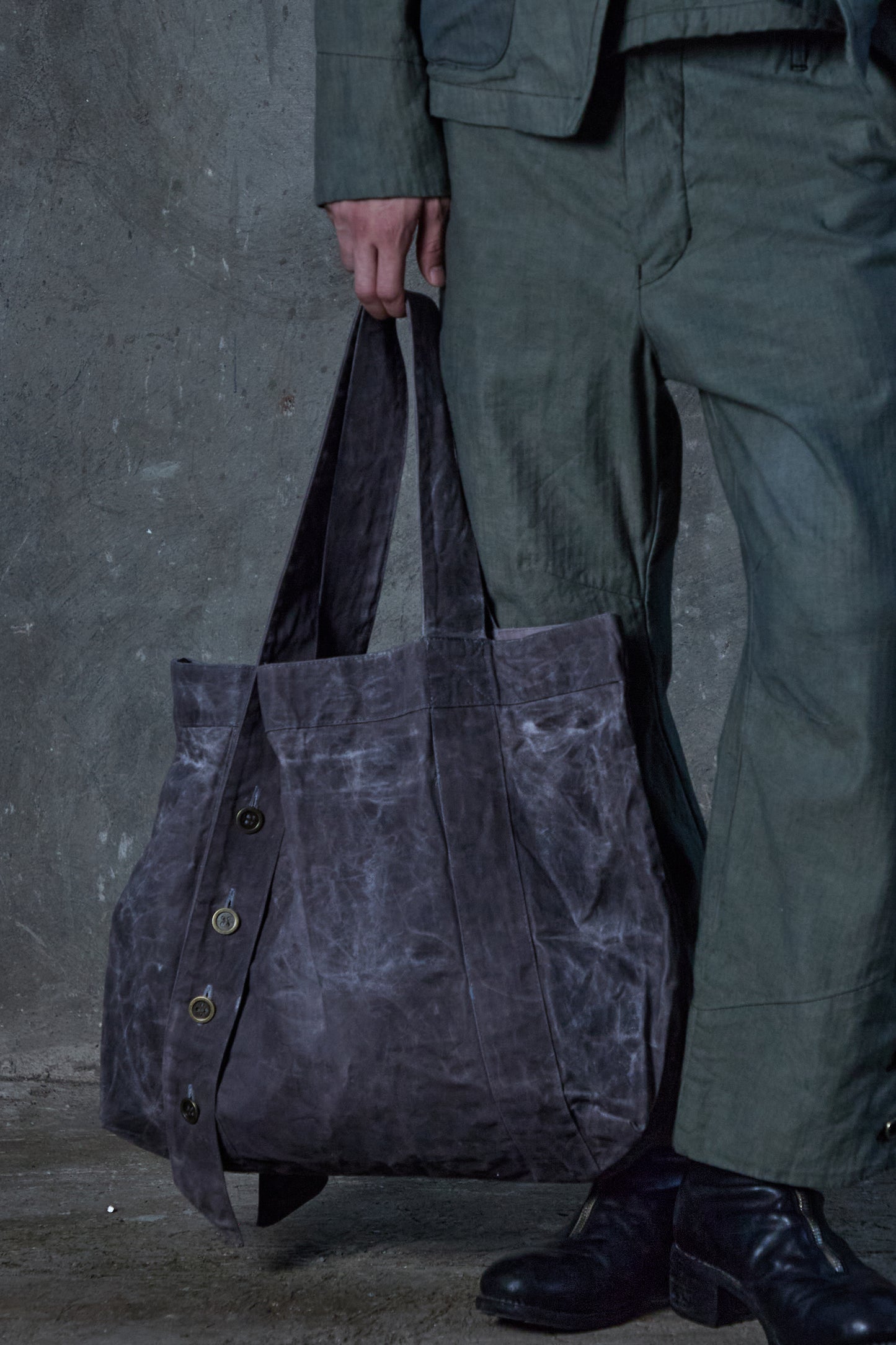 Waxed Multi-Button Tote Bag